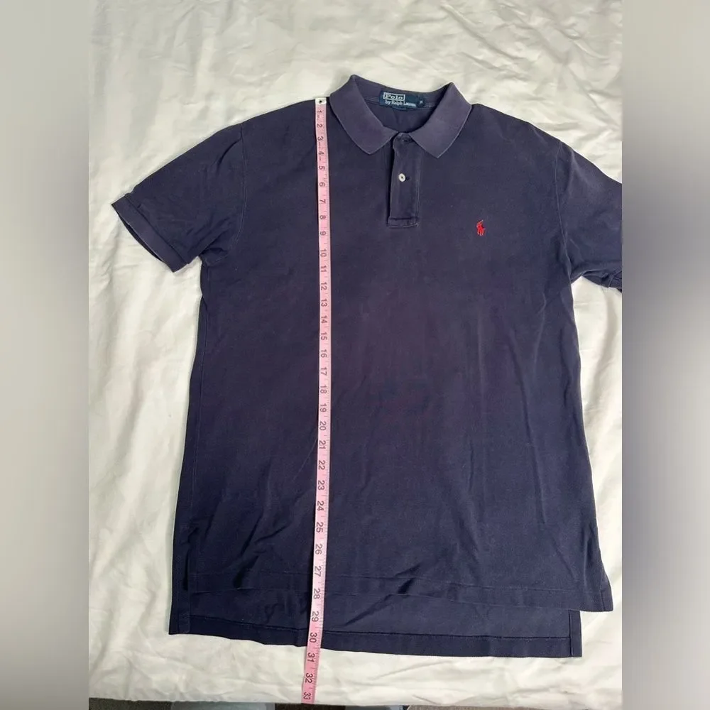Polo Ralph Lauren Men’s Medium Navy Collared Shirt, Red Logo, Classic Fit - Picture 7 of 10